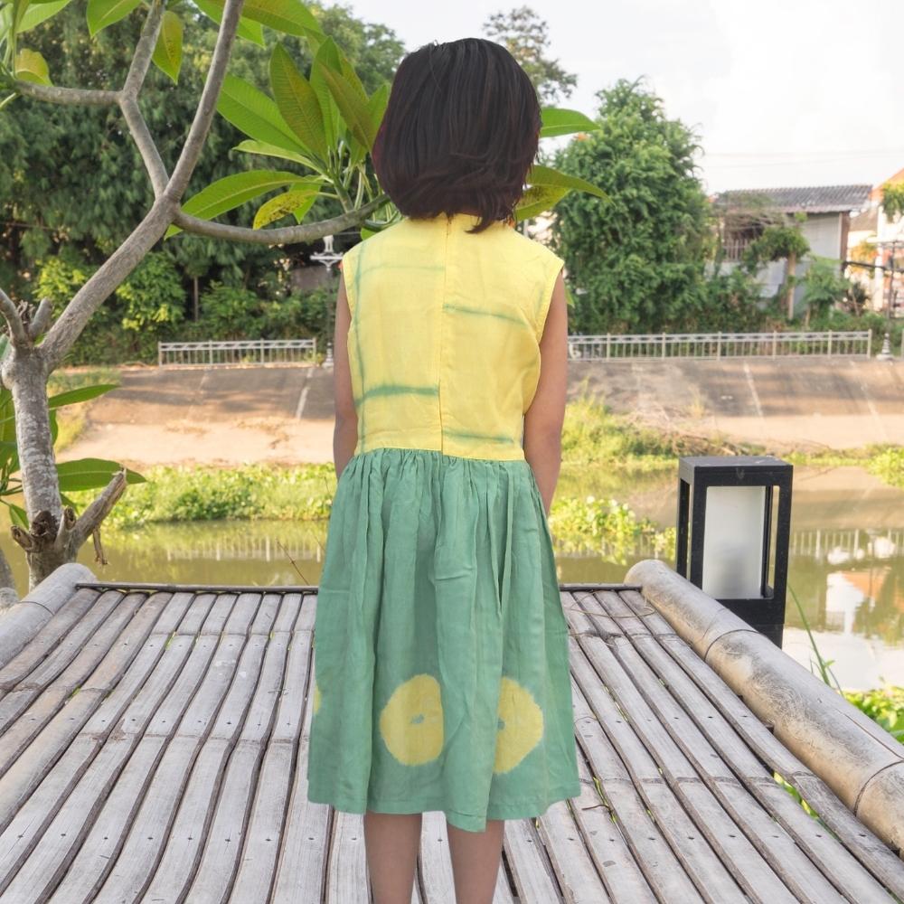 Champagne Dress | Cotton | Occasion Wear | Yellow And Green