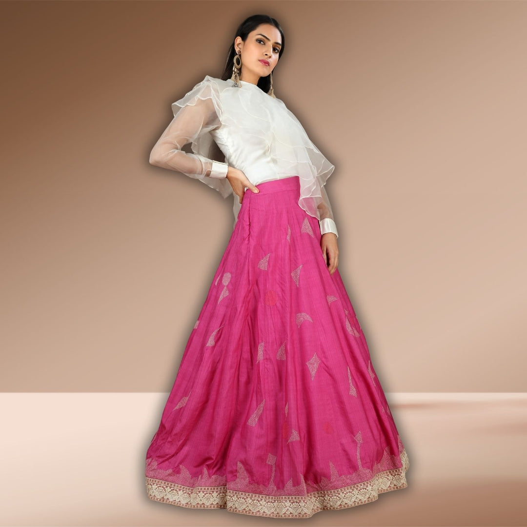 Vani Tussar Eri Silk Lehenga Co-Ord Set | Sujani Hand-Embroidery | Modern Silhouette 