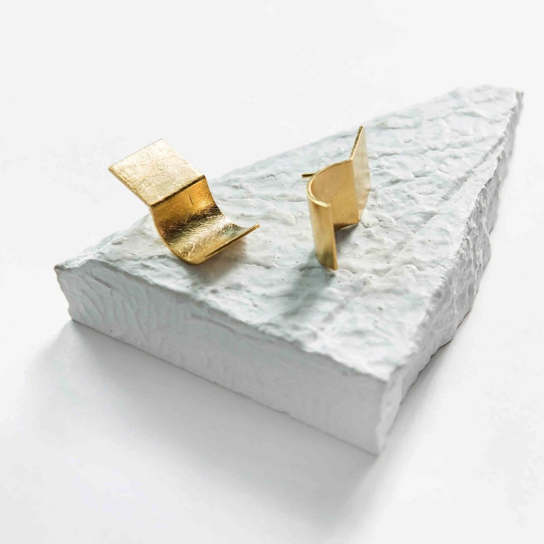 Space | Gold Finish Brass Earrings | Hand-Crafted | Sustainable | Eclectic