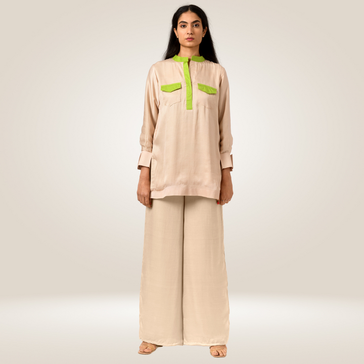 Ecru Green Full Sleeve Blouse | Crafted in Bemberg Modal