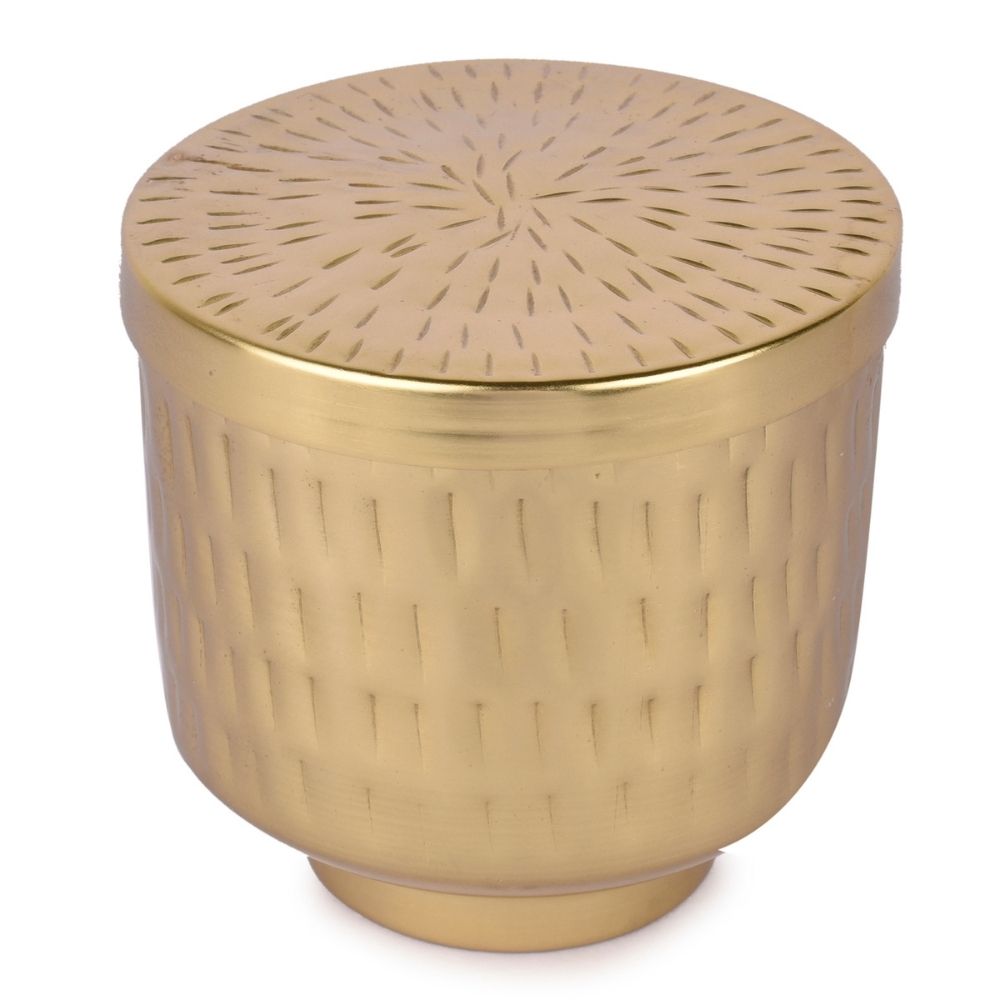 Golden Hammered Jar | Ethnic And Artistic | Hand Crafted | Storage Box | 4.3 Inches