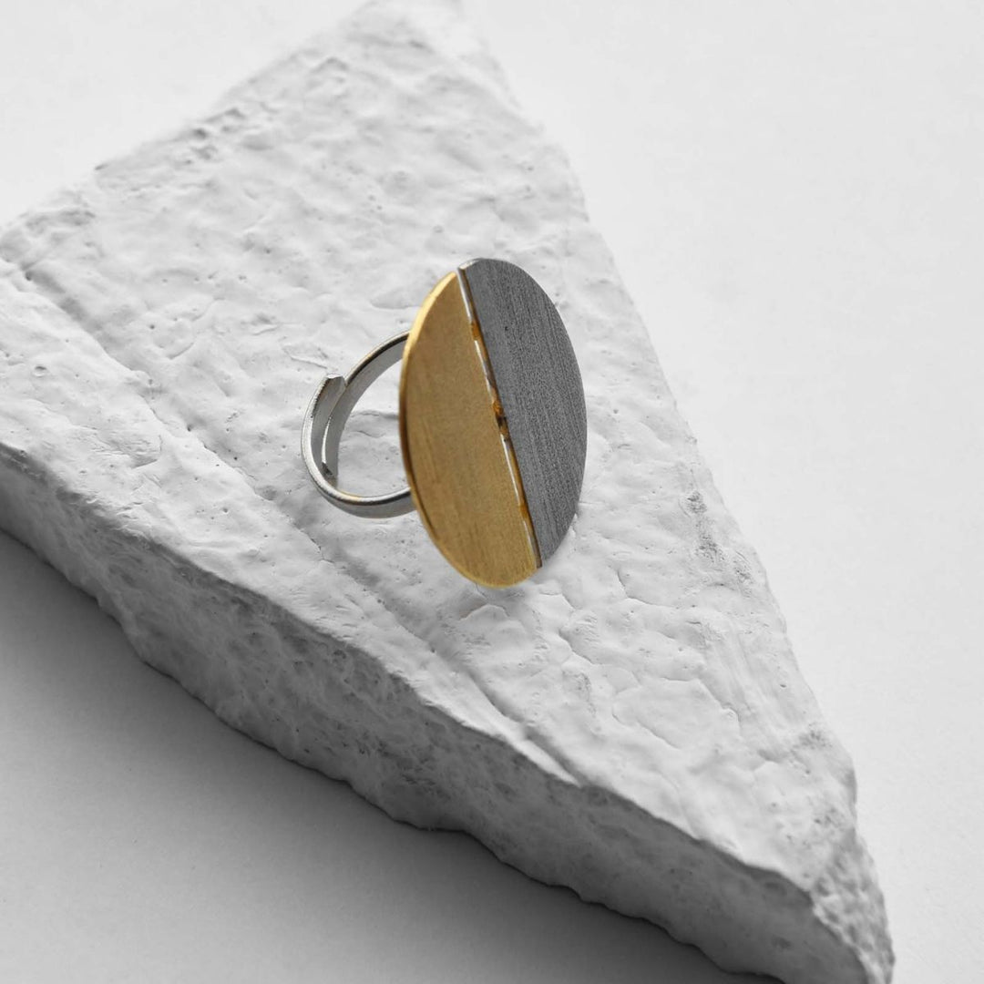 Yin | Dual Finish Brass Ring | Hand-Crafted | Sustainable | Minimalistic Design