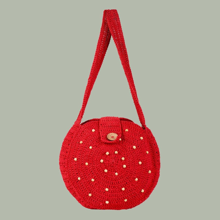 United Urbane Sling Bag | Hand-Crochet | Cotton Yarn | Crimson Red