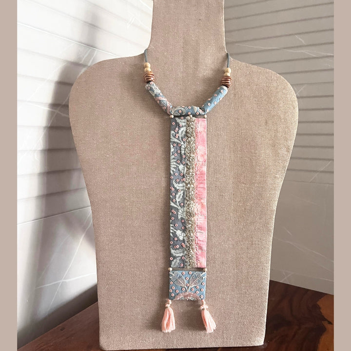 Grey & Pastel Pink Necklace | Embellished | Handcrafted Jewelry | Ethnic Wear