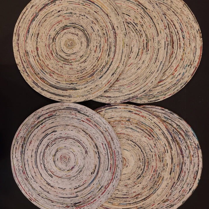 Round Dinner Mats | Handcrafted & Paper Coiled | Unique Table Ware | Set of 6