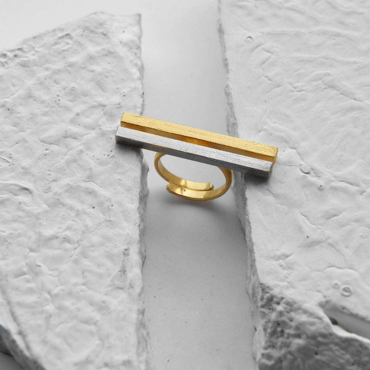 Oblique | Dual Finish Brass Ring | Hand-Crafted | Sustainable | Aesthetic