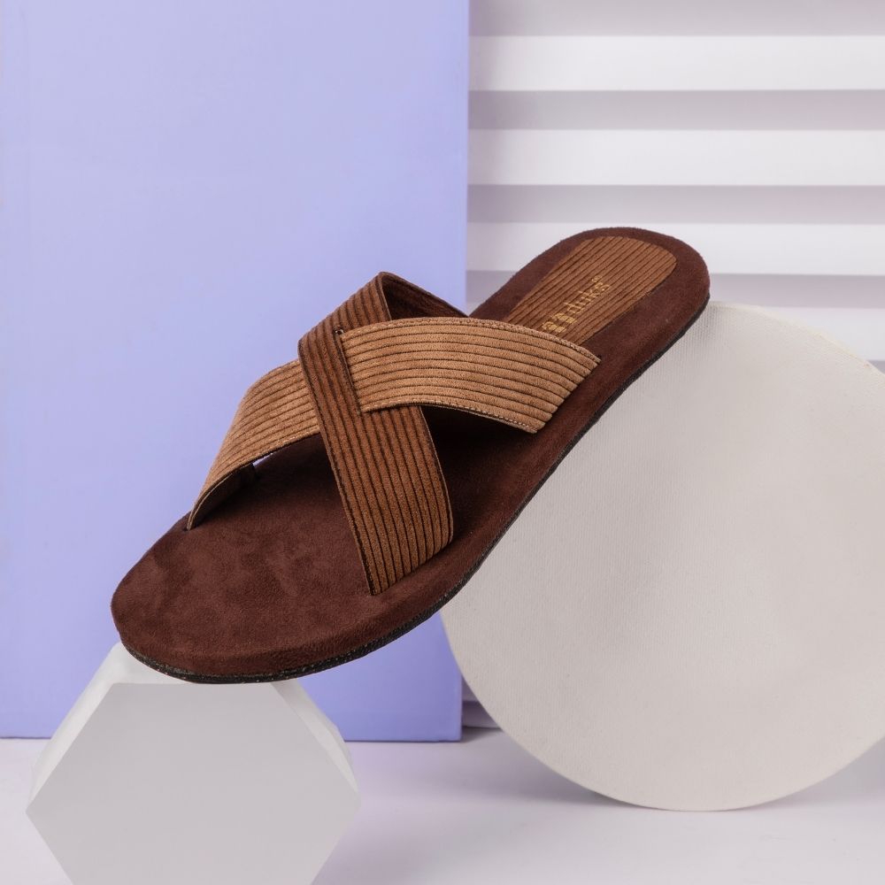 Dark Brown Men Flats | Crossover Slip-on For Daily Wear | Eco-Friendly & Vegan