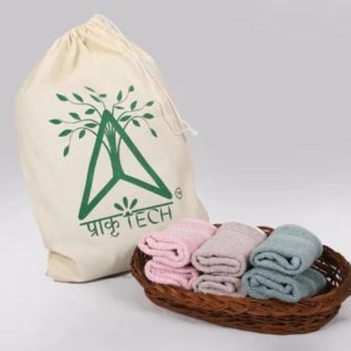 Natural Bamboo Face Towel | Eco Friendly | Pink, Blue & Grape | Set Of 6