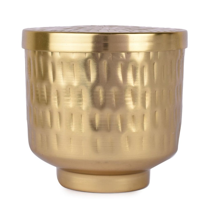 Golden Hammered Jar | Ethnic And Artistic | Hand Crafted | Storage Box | 4.3 Inches