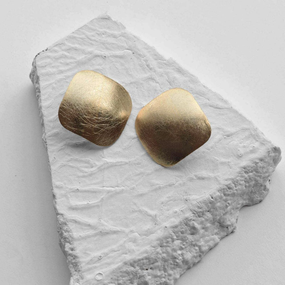 Square Duomo | Gold Finish Brass Earrings |  Hand-Crafted | Sustainable | Eclectic