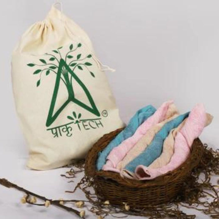 Natural Bamboo Face Towel | Eco Friendly | Pink, Turquoise & Beige | Set Of 6