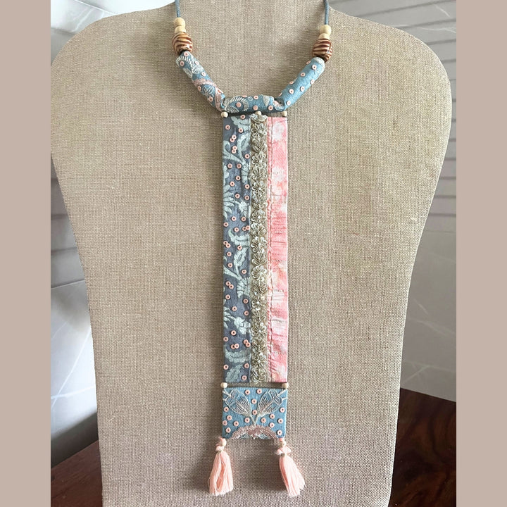 Grey & Pastel Pink Necklace | Embellished | Handcrafted Jewelry | Ethnic Wear