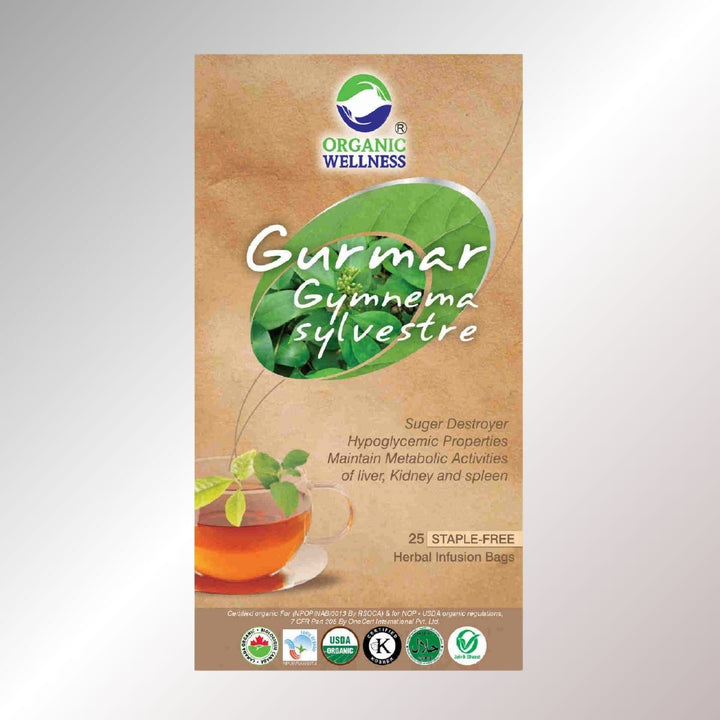 Gurmar Gymnema Sylvestre Herbal Tea | Organic Leaves | 25 Staple Free Tea Bags