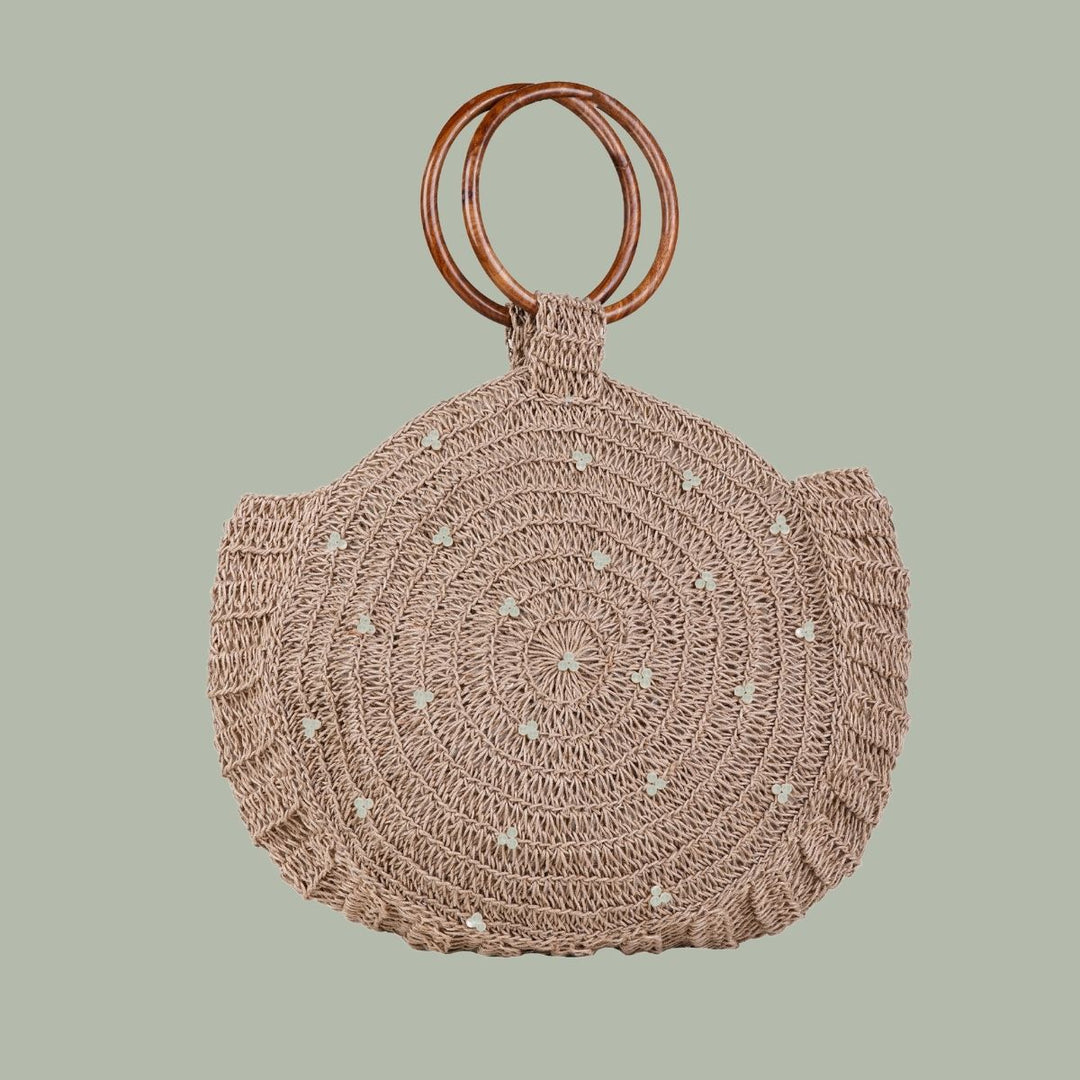 The Regal Wrist Hand Bag | Hand-Crafted & Crochet | Jute Yarn | Brown