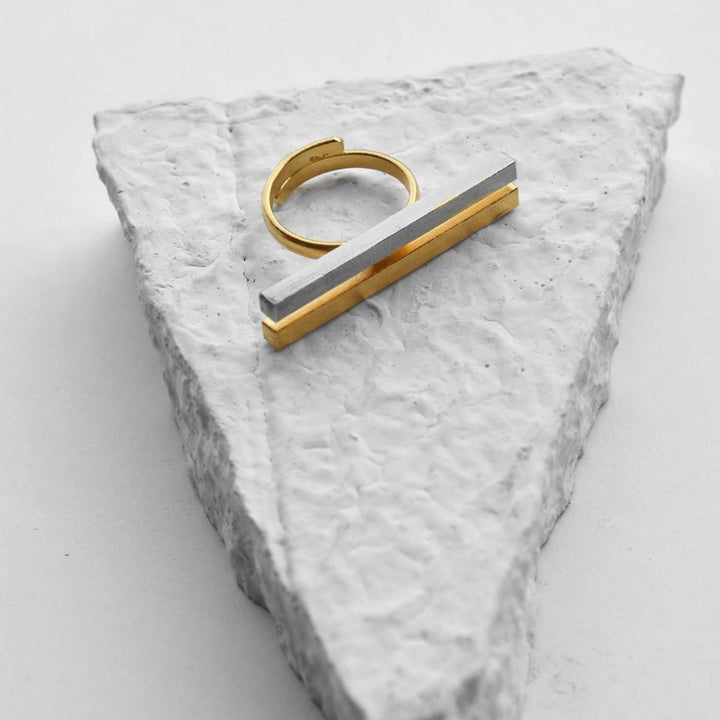 Oblique | Dual Finish Brass Ring | Hand-Crafted | Sustainable | Aesthetic