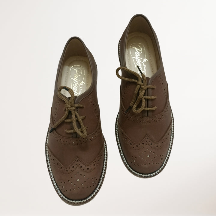 Tan Genuine Leather Oxford Brogues | Hand Crafted | Formal Shoes for Women