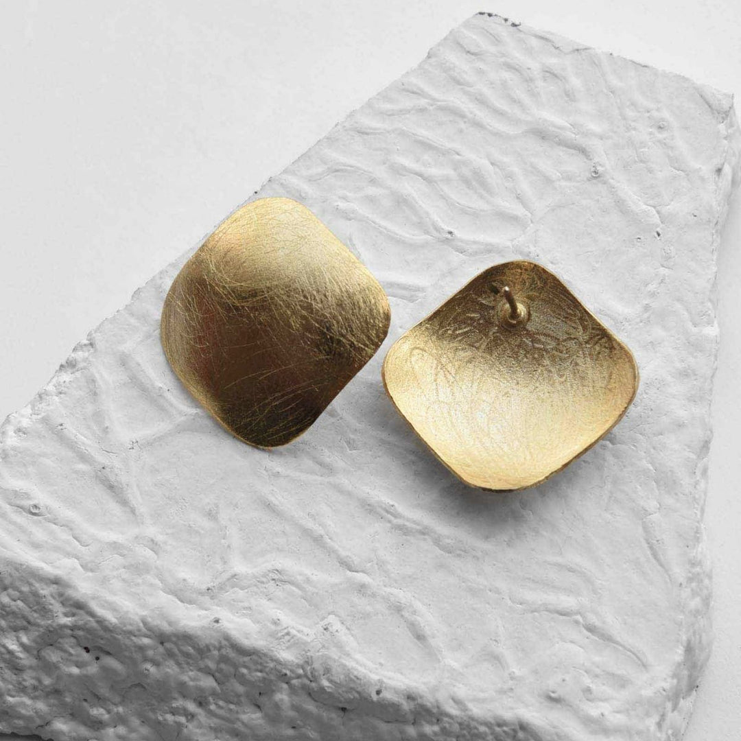 Square Duomo | Gold Finish Brass Earrings |  Hand-Crafted | Sustainable | Eclectic