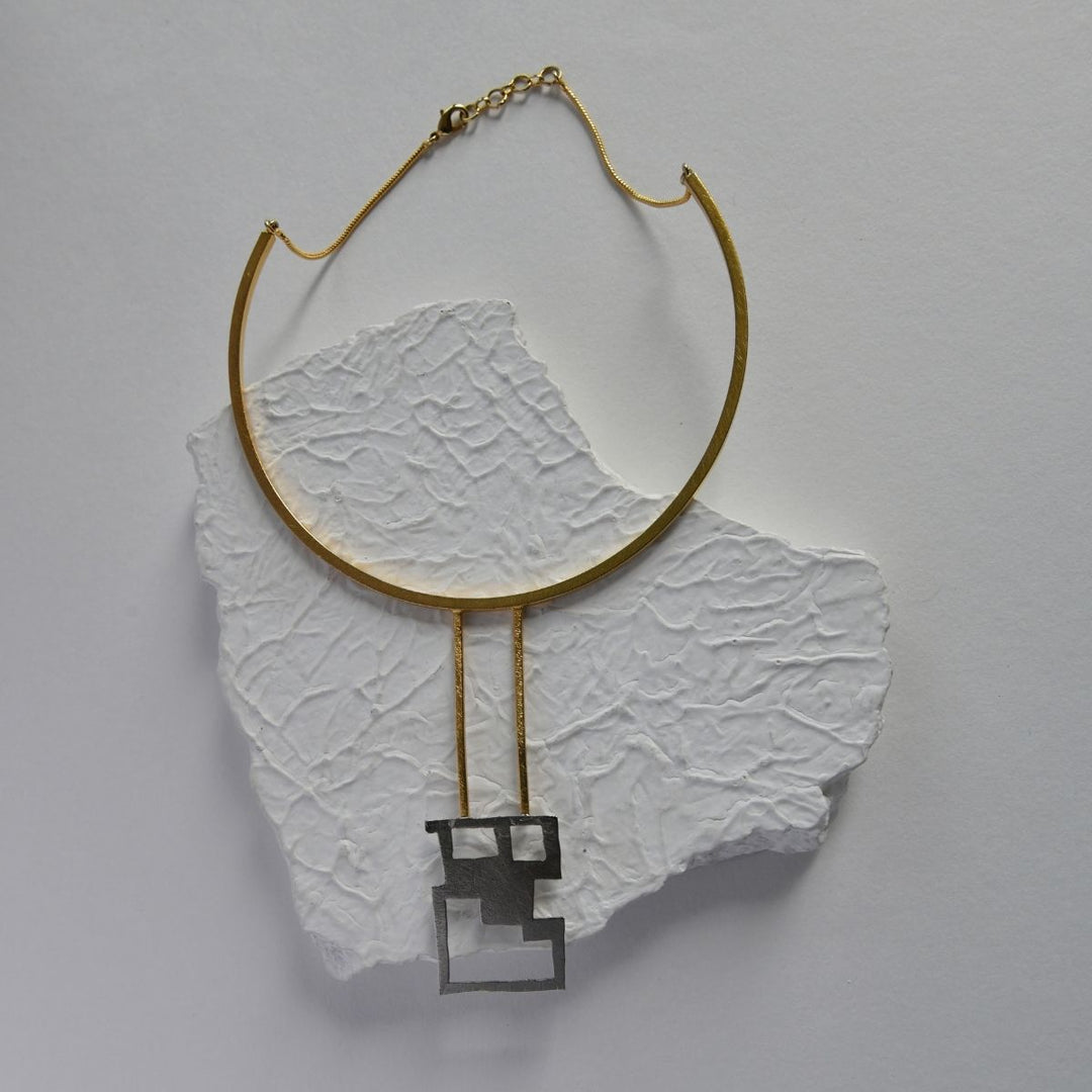 La Niut | Dual Finish Brass Neckpiece | Sustainably Crafted | Contemporary