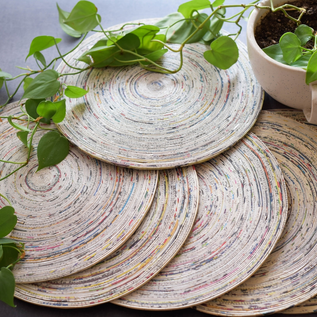 Round Dinner Mats | Handcrafted & Paper Coiled | Eco-Friendly Table Ware | Set of 6