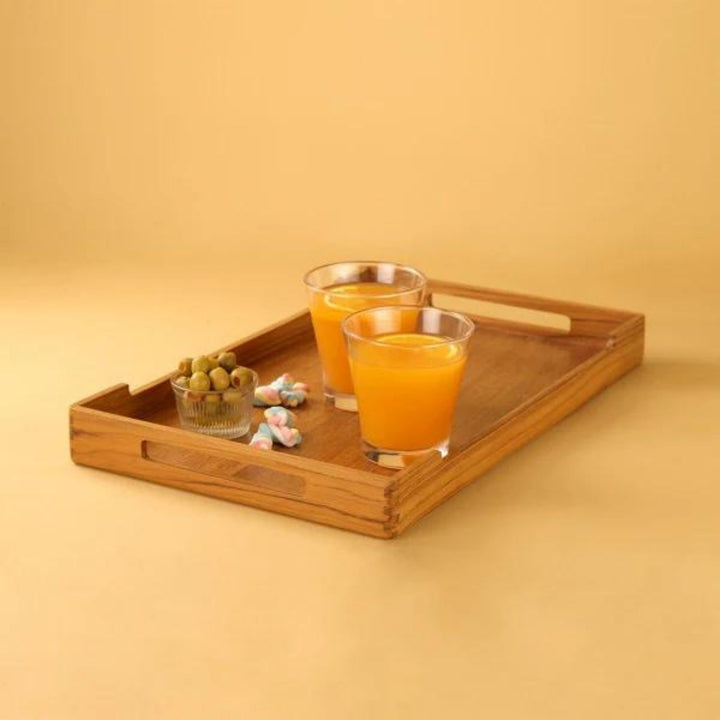 Cresta Serving Tray | Premium Teak Wood | Hand-Crafted | Large - 18 Inch