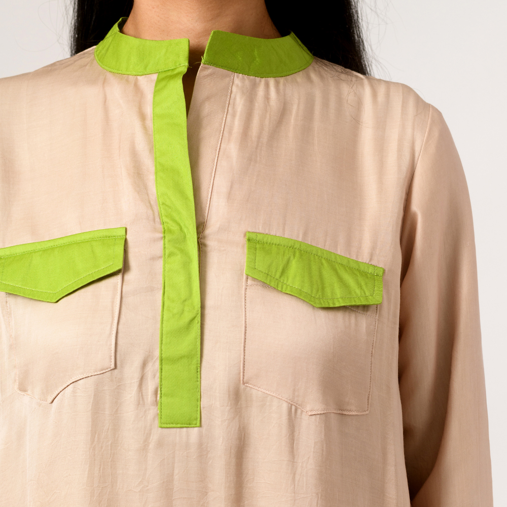 Ecru Green Full Sleeve Blouse | Crafted in Bemberg Modal