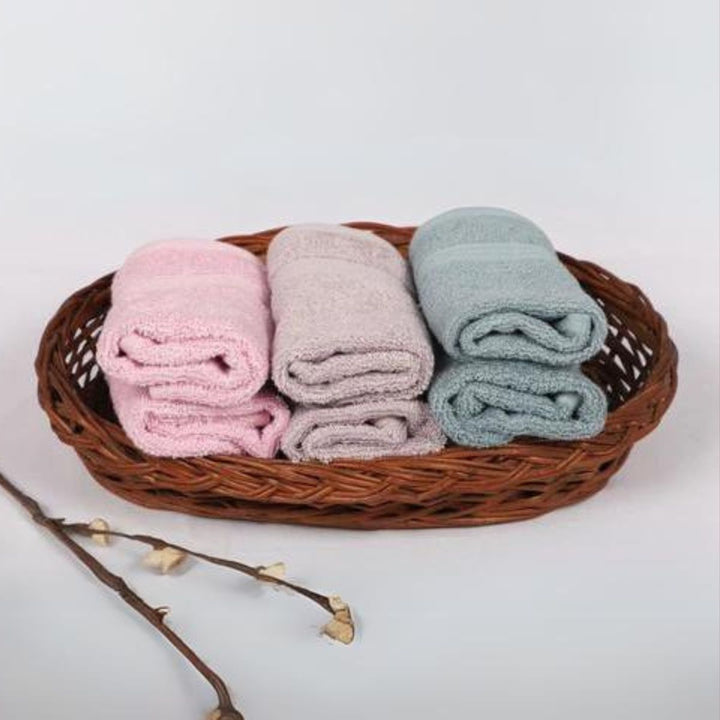 Bamboo Hand Towel | Gentle & Soft Fabric | Pink, Blue & Grape | Set Of 6