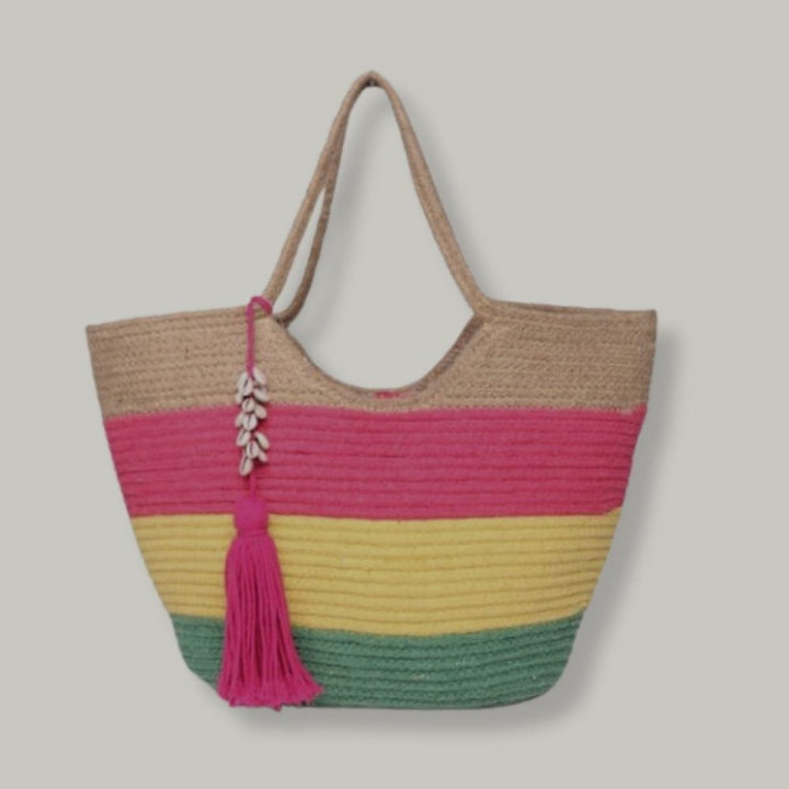 Jute Handcrafted Tote Bag | Multi-coloured