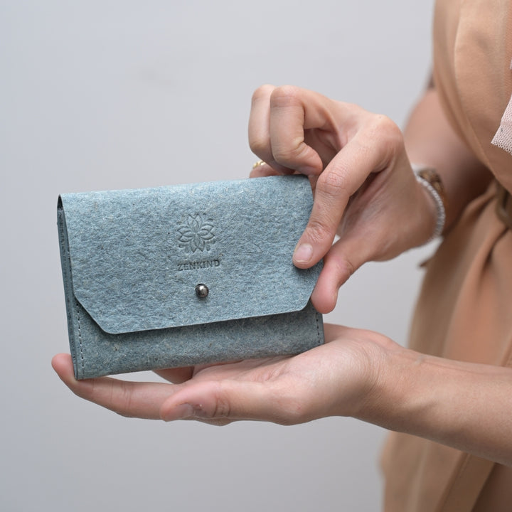 Powder Blue Card Holder Bag | Coconut Leather | Smart Accessory | Unisex