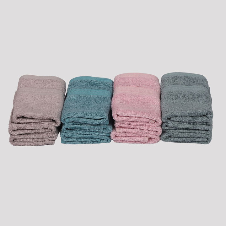 Natural Bamboo Face Towel | Eco Friendly | Pink, Blue, Turquoise & Grape | Set Of 12