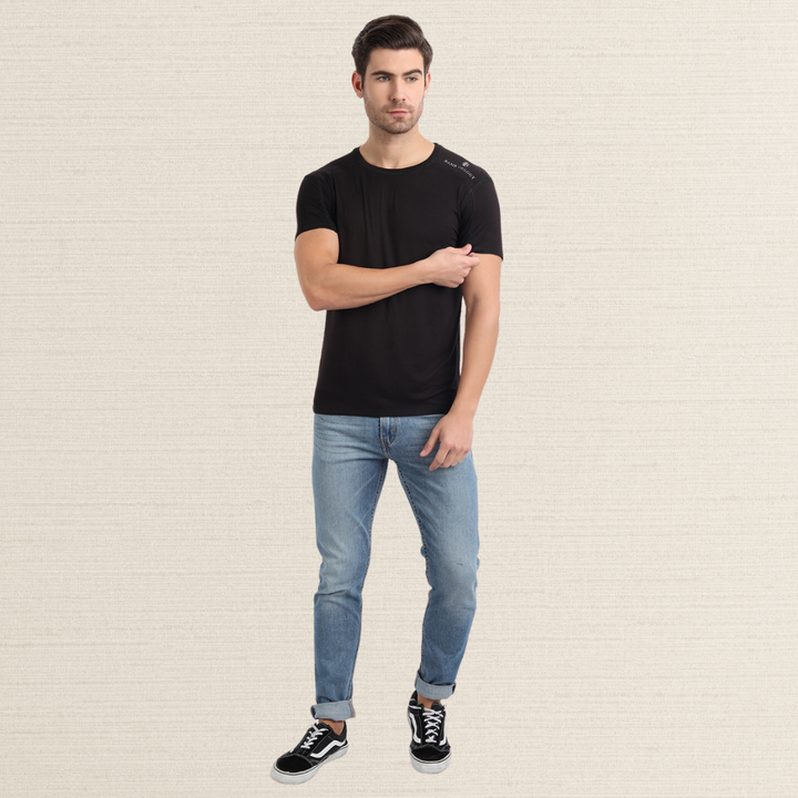 T-shirt | Men Active Wear | Casual Look | Round Neck | Bamboo | Organic | Black