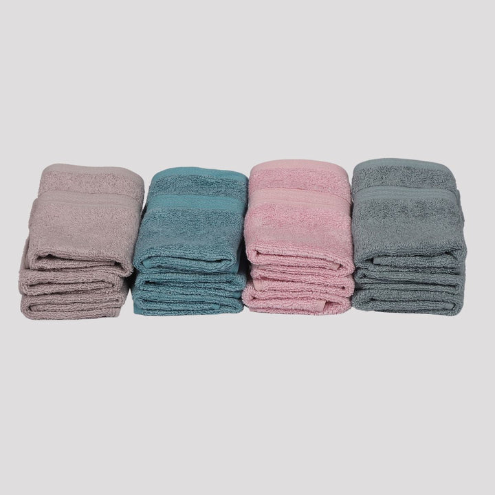 Natural Bamboo Face Towel | Eco Friendly | Pink, Blue, Beige & Grape | Set Of 12