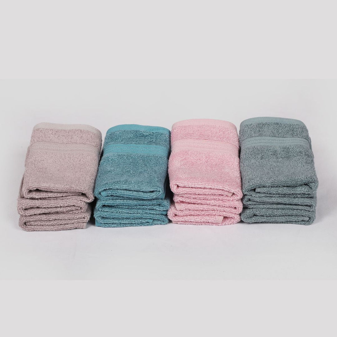 Natural Bamboo Face Towel | Eco Friendly | Pink, Blue, Beige & Grape | Set Of 12