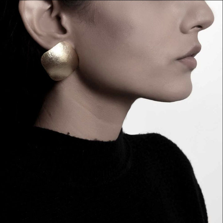 Square Duomo | Gold Finish Brass Earrings |  Hand-Crafted | Sustainable | Eclectic