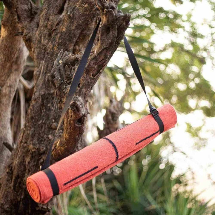 Red Yoga Mat With Bag And Straps | Rubberised Back | Made of Cotton