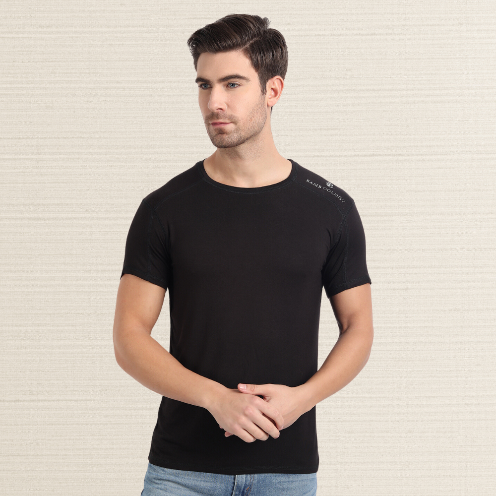 T-shirt | Men Active Wear | Casual Look | Round Neck | Bamboo | Organic | Black