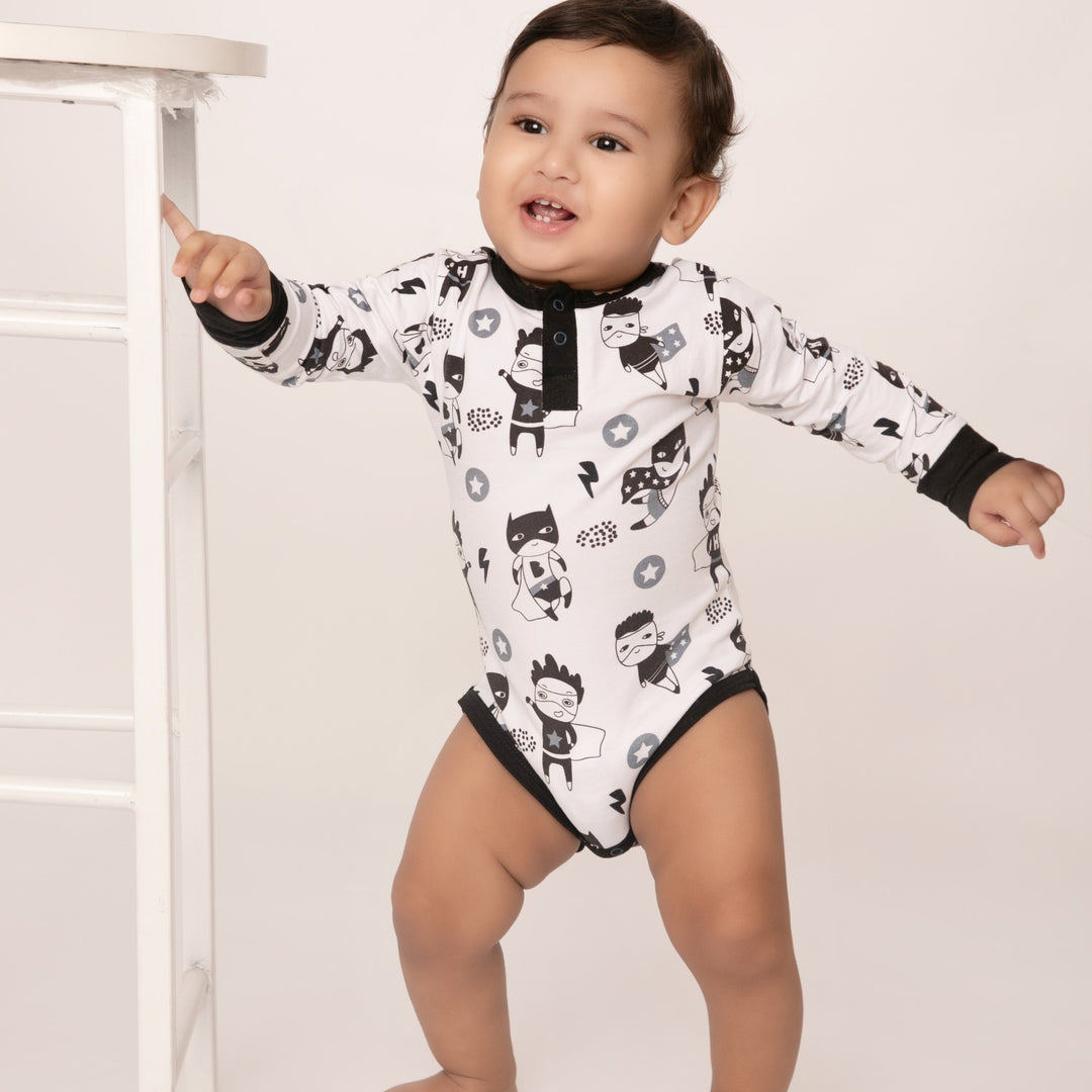 Superhero Print Baby Bodysuit | Organic Cotton | Eco-Friendly