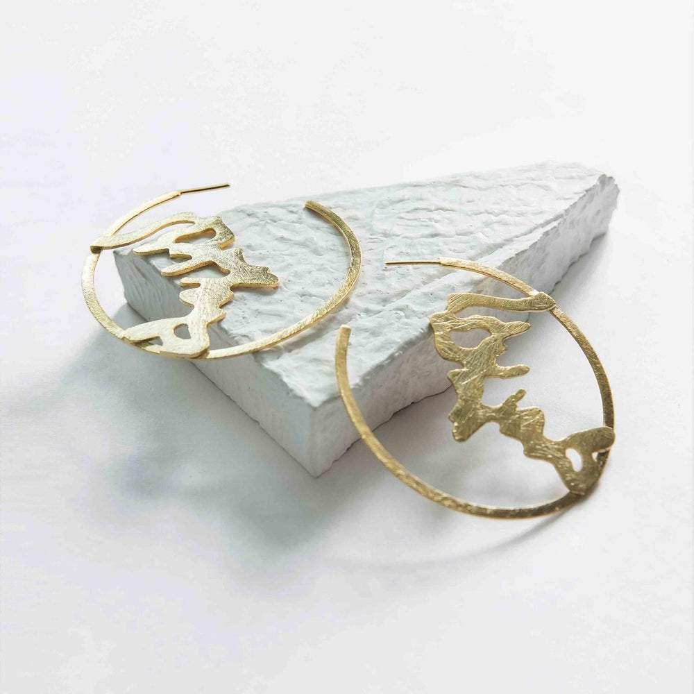 Beltza | Gold Finish Brass Earrings | Hand-Crafted | Sustainable | Aesthetic