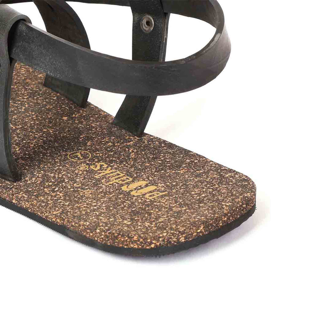 Muddy Brown And Black Flat Sandals for Men | Recycled Strap & Waterproof Cork