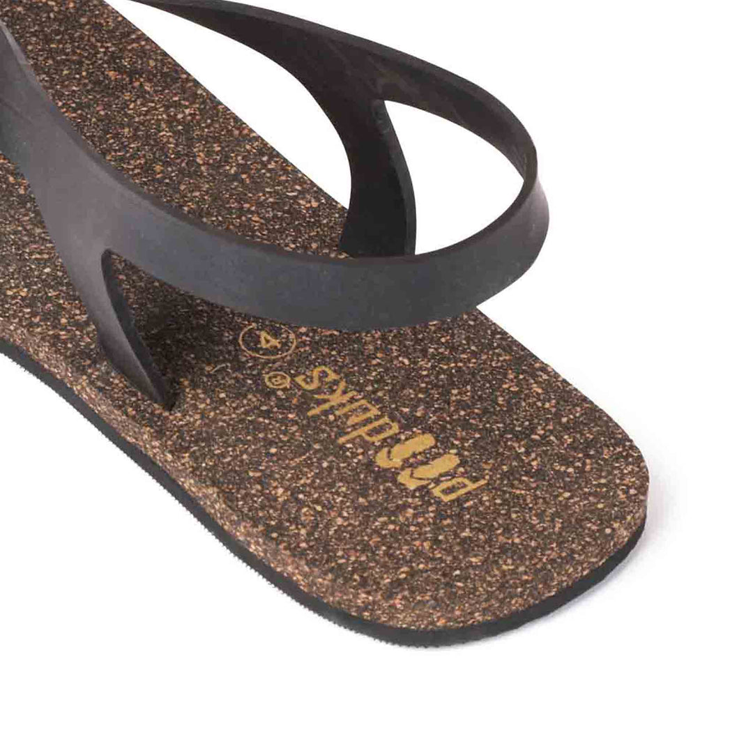 Black Thong-Strap Waterproof Cork Sandals | Unisex | Vegan & Biodegradable