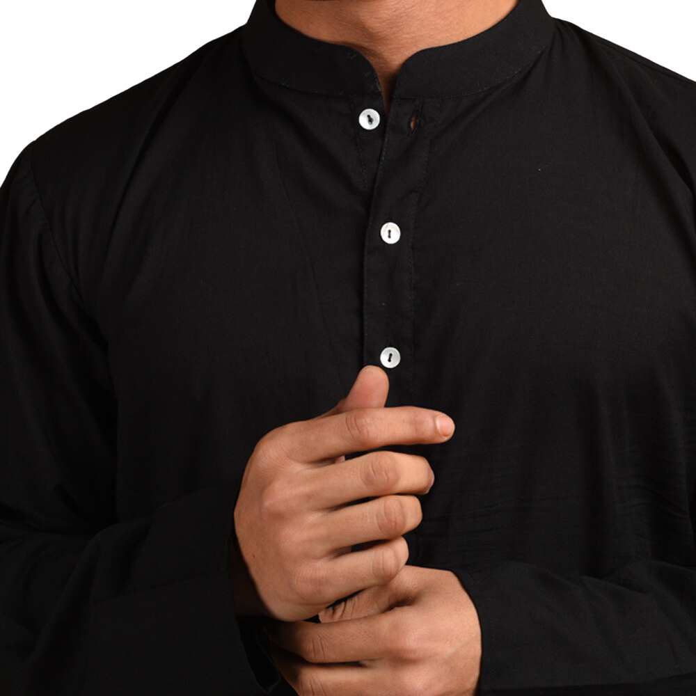 Black Cotton Long Kurta | Cotton