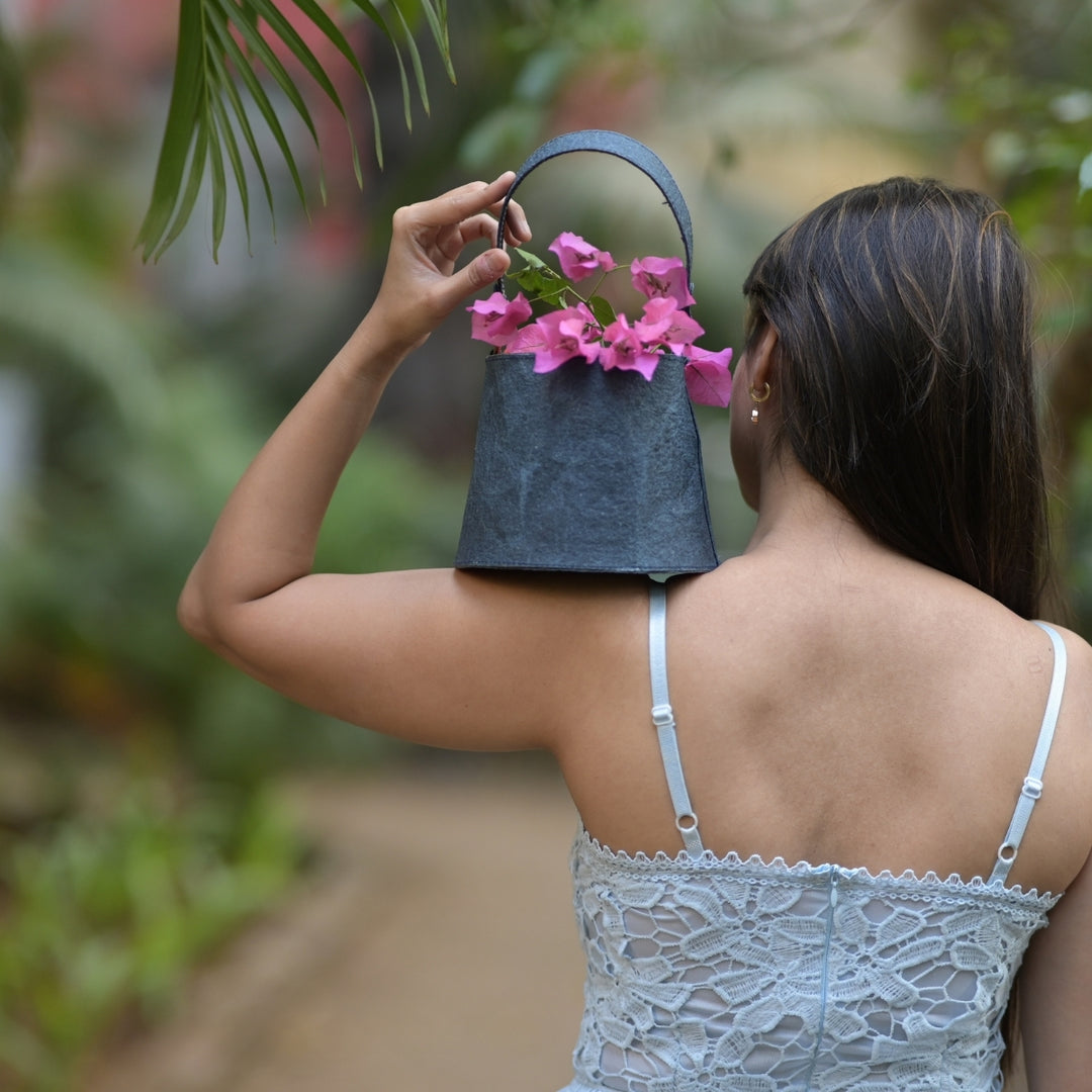 Bucket Bag For women | Natural Indigo | Made of Coconut Leather | Stylish