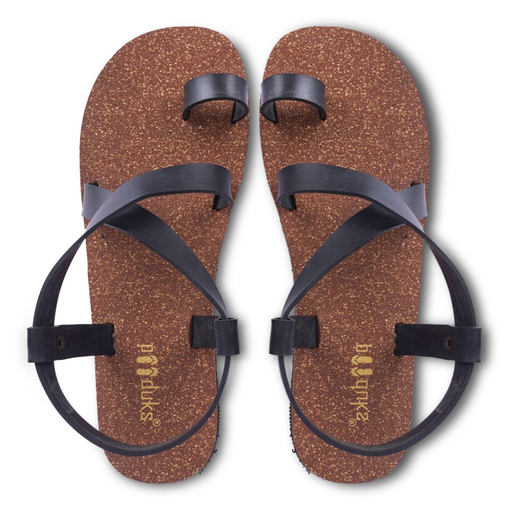 SKO Cork Sandals | Made of Recycle Tyre Tube Rubber | Unisex | Black & Brown