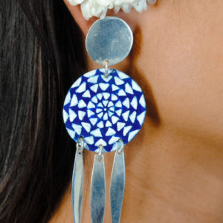 Mandala Earrings | Silver Jewellery | Hand Painted Earrings | Eclectic