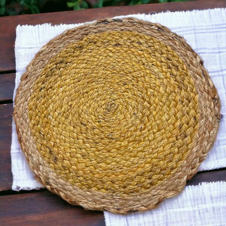 Jute Placemat Set Of 2 | Boho Table Linen | Dining Decor | Pale Yellow