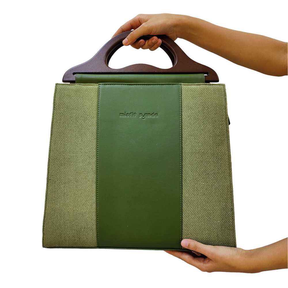 Green Cactus Leather Handheld Bag for Women | Hand-Crafted Elegance