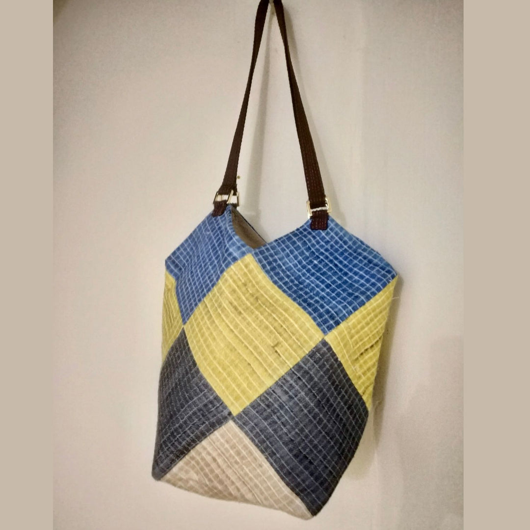 Tussar Ghicha Silk Diamond Tote Bag | Hand Crafted  | For Casual Outing