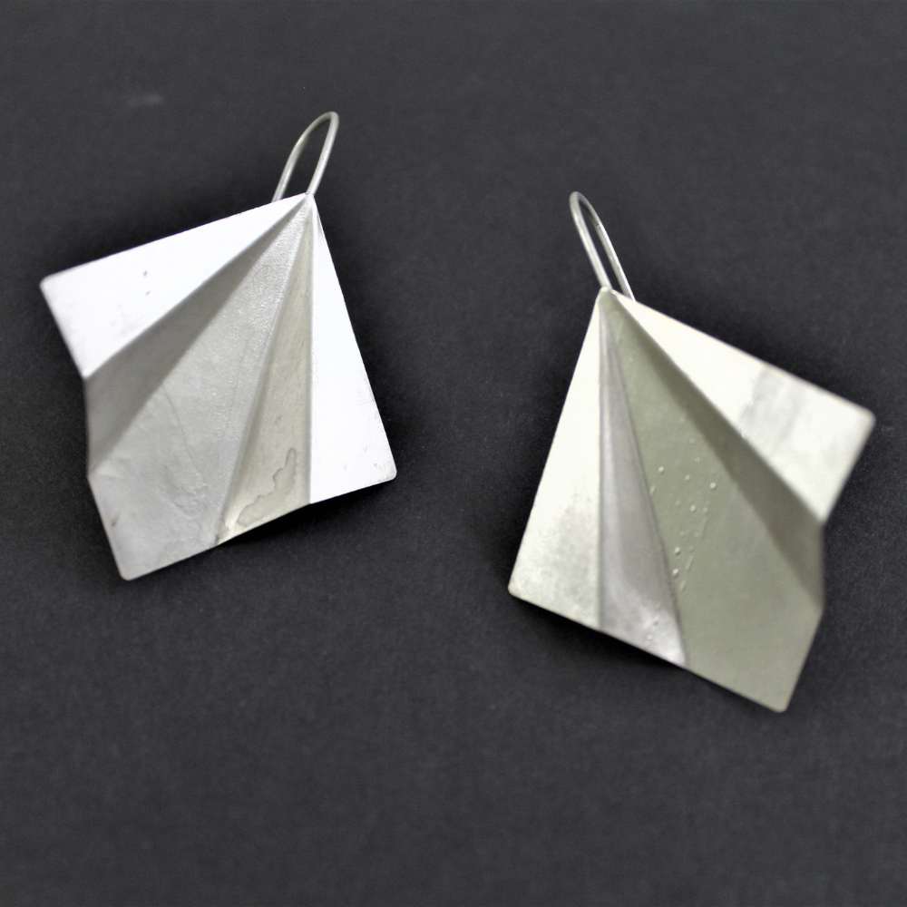 Origami Inspired Earring | Two-Fold | Sterling Silver | Clean And Sharp | Minimal Design