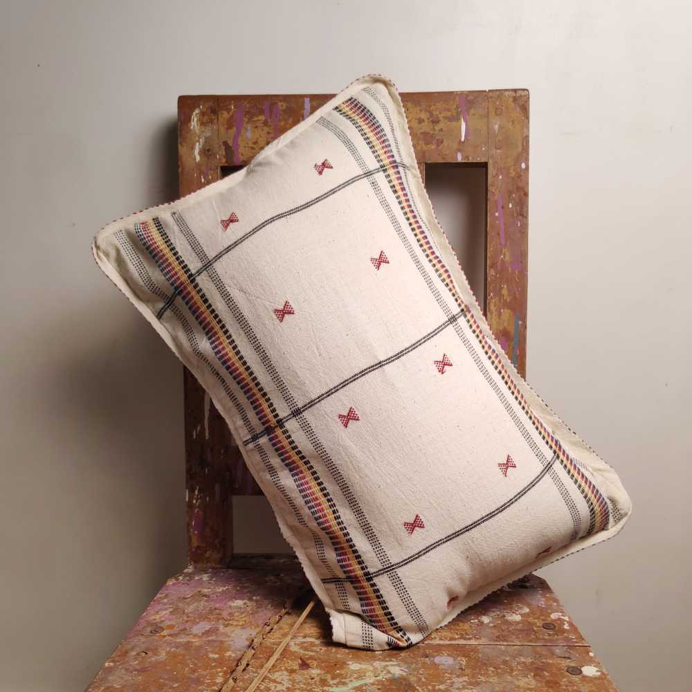 Lumbar Organic Cotton Cushion Cover | Hand-Woven | 20" x 12"