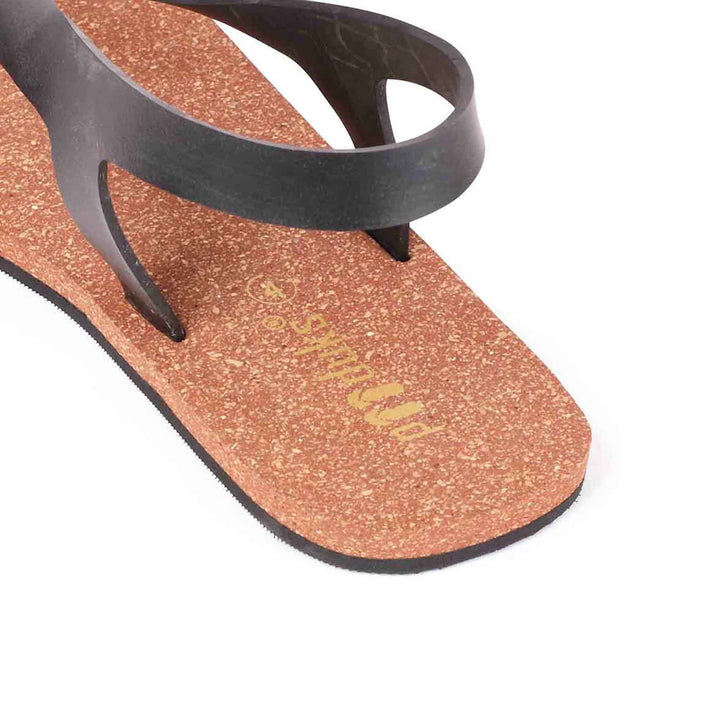 Thong-Strap Waterproof Cork Brown Sandals | Flats for Women | Vegan