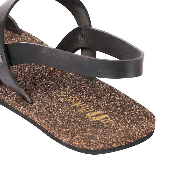 Black Cork Flat Sandal for Women | Redefine Fashion & Functionality | Odor-free